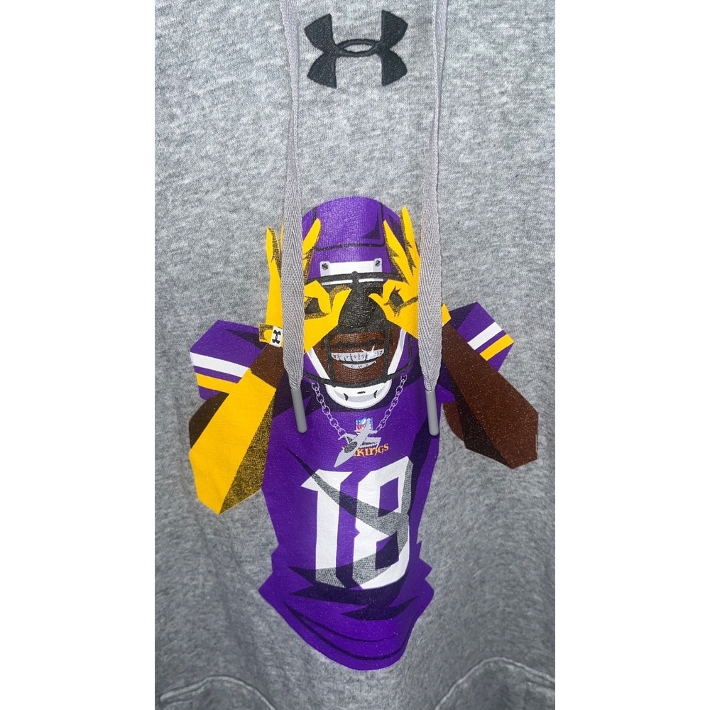 Under Armour Justin Jefferson Minnesota Vikings Graphic Hoodie Gray Mens Large - Picture 2 of 8